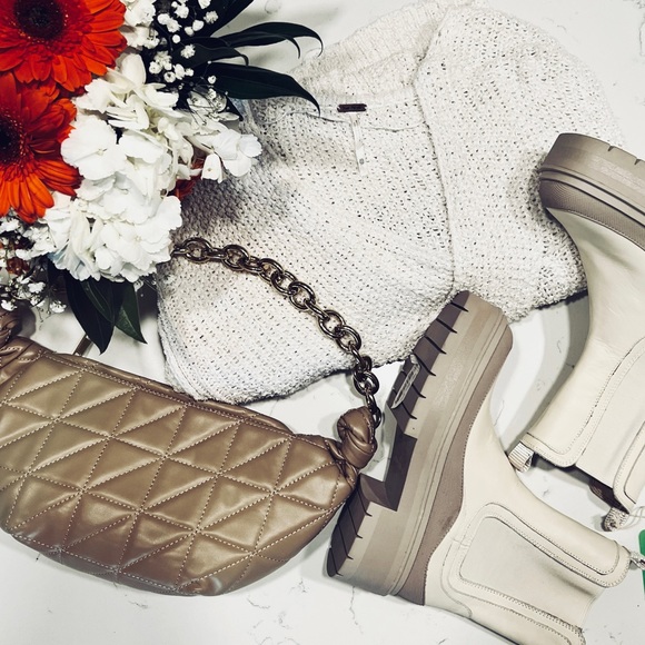 NWT Sam Edelman Lulia Chelsea Modern Ivory White Lugg Rubber Leather Boots - Picture 14 of 14